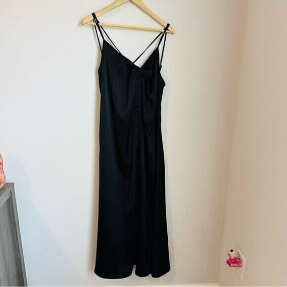 Banana Republic Front Twist-Front Maxi Slip Dress Mobwife  Black Size Medium - Picture 2 of 11